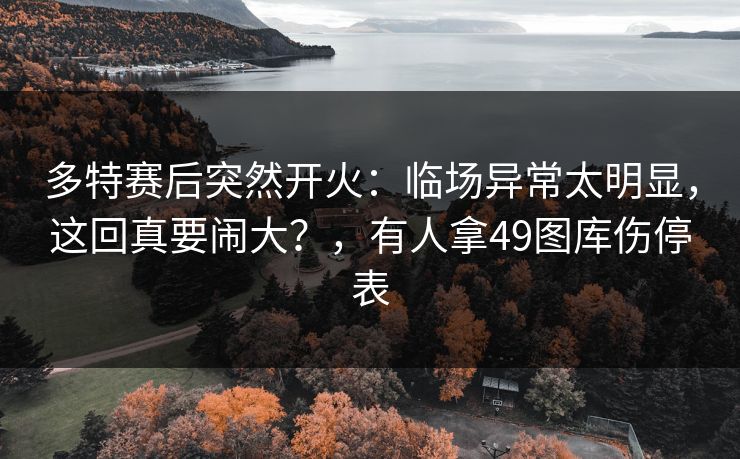 多特赛后突然开火：临场异常太明显，这回真要闹大？，有人拿49图库伤停表